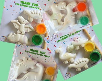 Dinosaurier-Malset als Gastgeschenk | T-Rex, Triceratops, Pterodaktylus Bastelset | Gastgeschenke für Kindergeburtstage | Mindestbestellmenge: 4 Stück