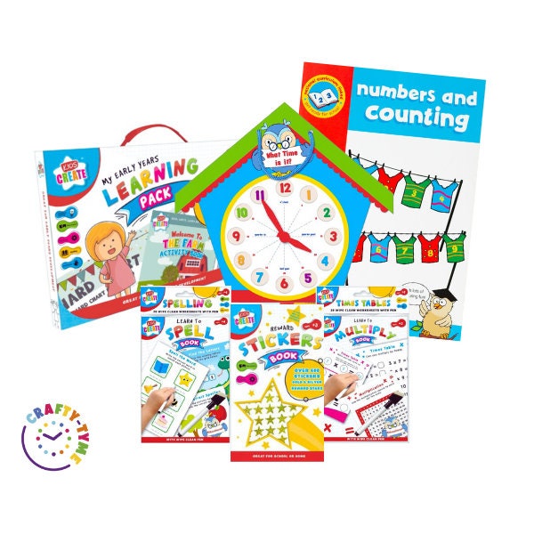 Children's Early Years Activity Books, Learning and School Pack, Early Years Resources, Early Years Maths, Children's Clock, Reward