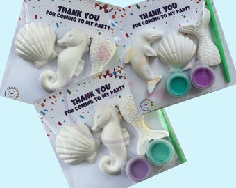 Mermaid Shell Paint Craft Kits | Under the Sea Party Favors | Personalised Mermaid Party Bag Fillers | Shell Ocean | MINIMUM ORDER OF 4