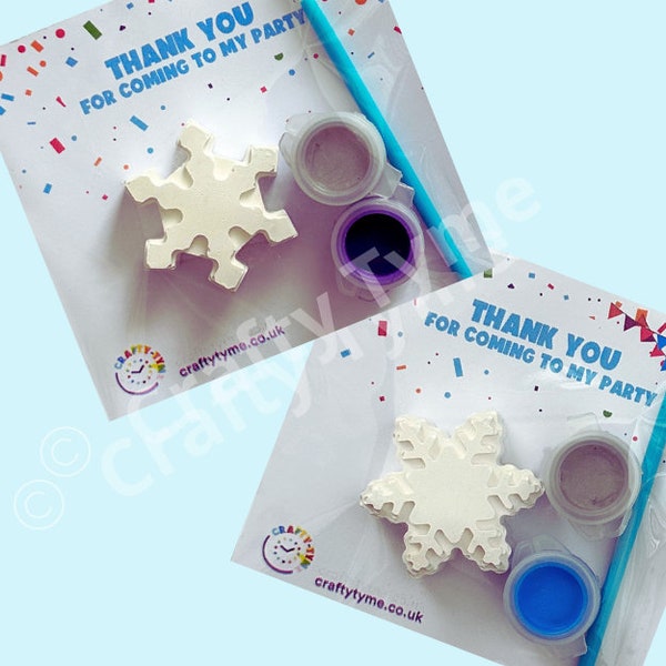 Snowflake Winter Party Bags | Paint Your Own Snowflake Gift | Thank You Craft Kits | Ice Queen Party | Frozen Winter Party Pack