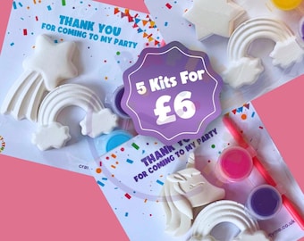 5 Rainbow Party Bag Fillers | Bundle | Paint Your Own Rainbow Craft Kit | Kids Personalised Party Bag Filler | Rainbow Star Party Favours