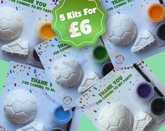5 Remplisseurs de sac de fête de football | Pack | Cadeaux d'anniversaire pour enfants | Peignez votre propre kit d'artisanat de football | Sacs de fête de football | Fête d'équipe