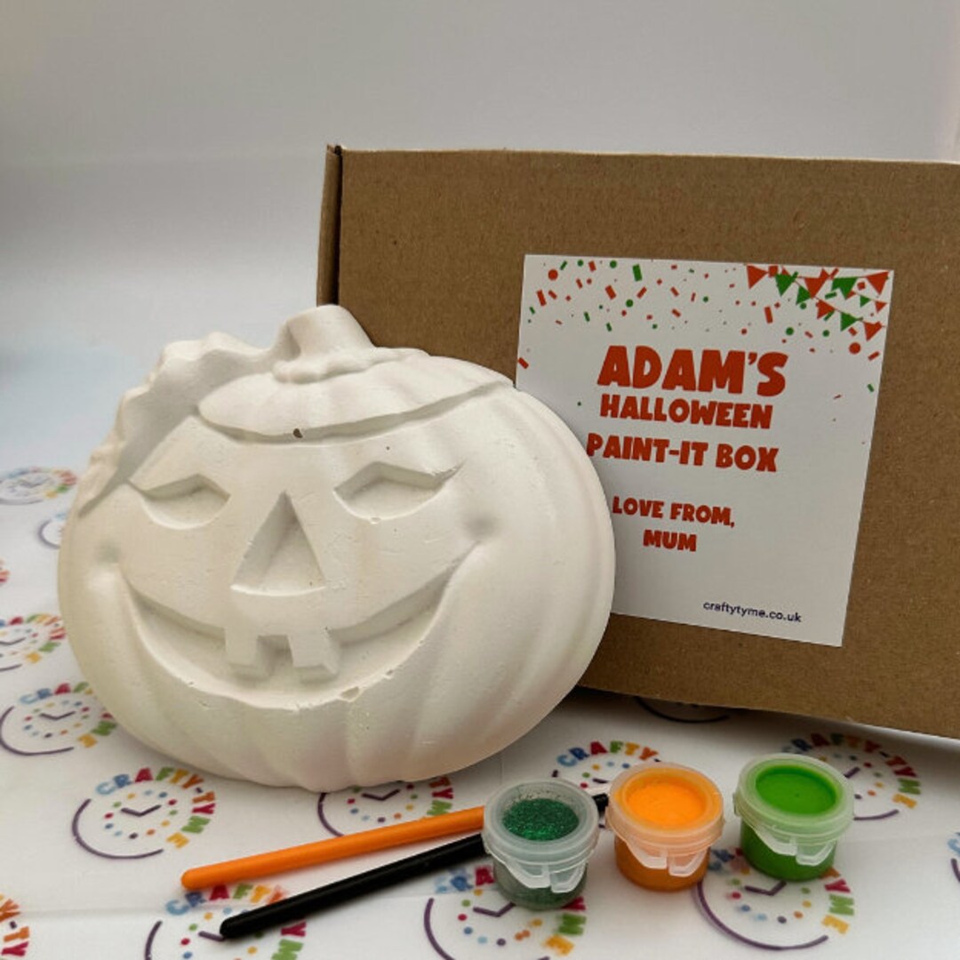 Paint You Own Extralarge Halloween Pumpkin Paint Kit Etsy