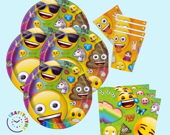 Emoji Rainbow Party Tableware and Decorations, Rainbow Theme, Birthday Party