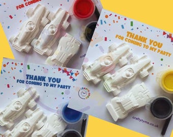 Racing Car Party Bag Fillers UK | Kids Birthday Party Favours | Cars & Paint Your Own Kit | Personalised Race Car Party Bags