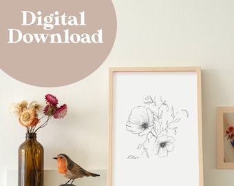 Arte de parede com impressão de arte botânica