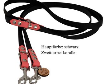 Biothane Leine zweifarbig Hundeleine Führleine Standardleine mit Zinkdruckguss Karabiner