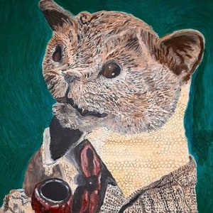 Professor Cat Original Art Print