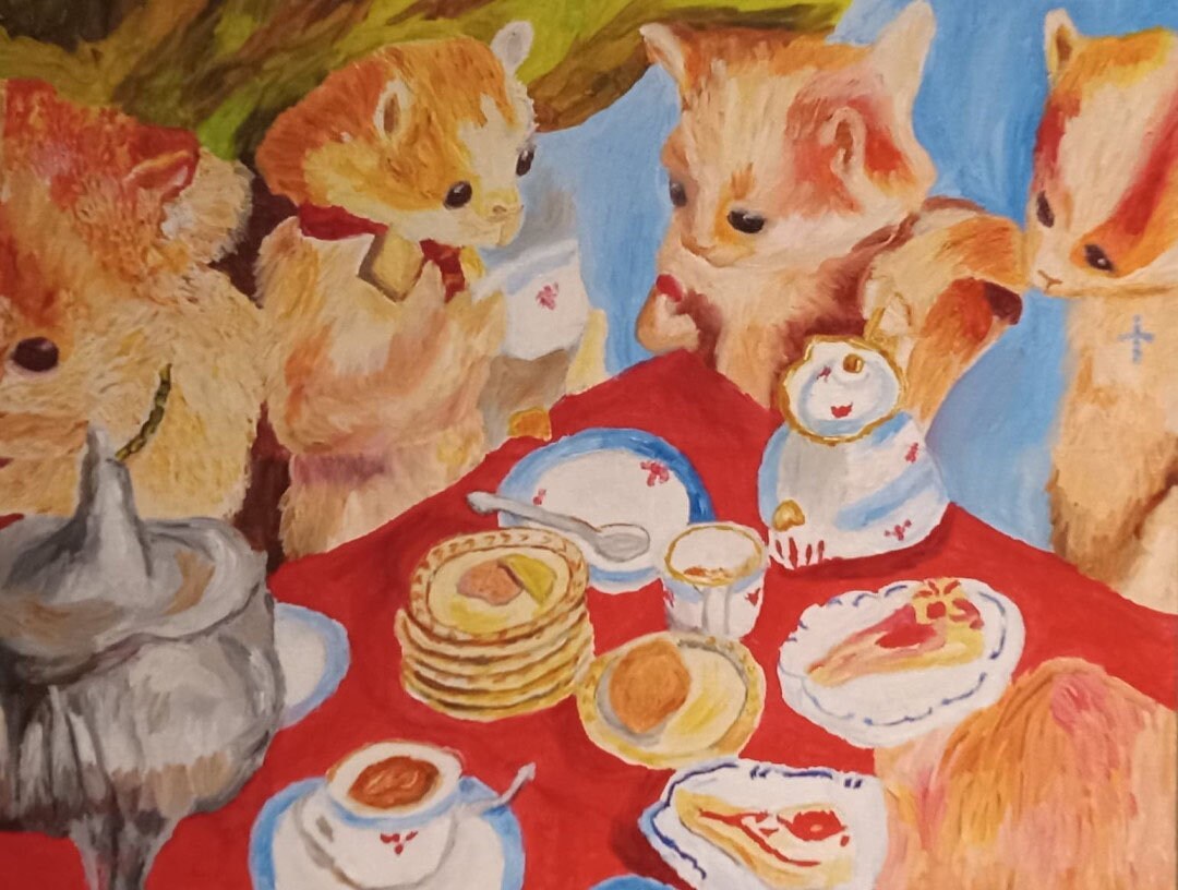 Kittens' Tea Party Original Art Print Etsy