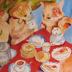Kittens&#39; Tea Party Original Art Print