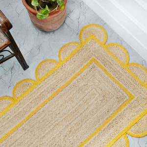 Jute Area Rug, Runner Rugs, Jute Runner Rugs, Jute Scallop Runner, Natural Jute Rug, Boho Scallop Rug, Hallway Runner, Bohemian Jute Rug