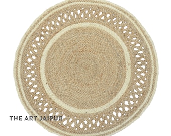 3x3, 6x6, 9x9 Ft. Handmade area rug, Jute area rugs, Round rug , Natural round rug , Bedside round jute rug, Circle rug, Vintage round rug