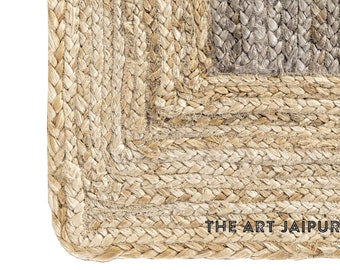 Braided Area Rug, Handwoven Natural Jute Rug, Traditional Indian Dhurrie, Bohemian Jute Carpet, Eco-friendly Home Decor