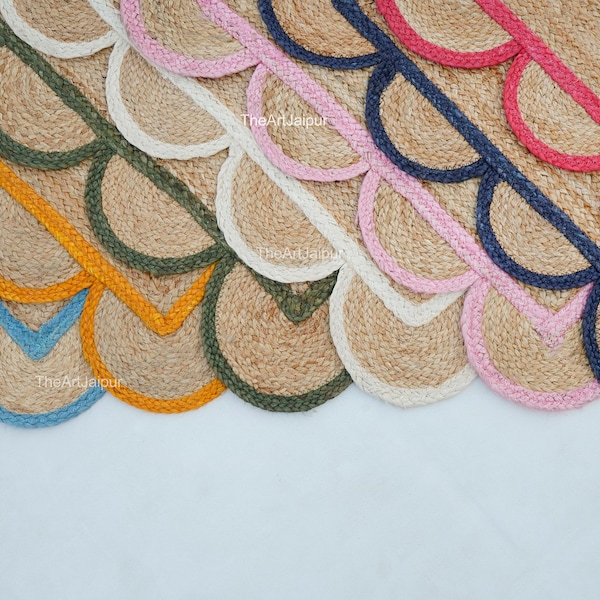 Jute Scalloped Rug, Natural Area Rug, Scallop Jute Rug, Bohemian Rug, Handwoven Jute Rug,  Boho Scallop Rug, Scallop Edge,  Custom Size Rug