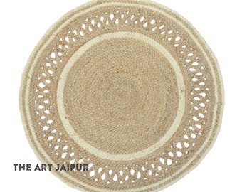 Natural Jute Braided Round Rug, Decorative Bohemian Jute Area Rug, Eco Friendly  Boho Decor Handmade Floor Rugs Entryway Doormat