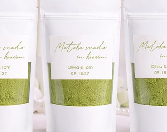 Personalized Matcha Wedding Favor Bags | Custom Tea Party Favors