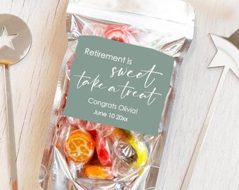 Personalized Retirement Party Favor Bags, Custom Treat Stickers