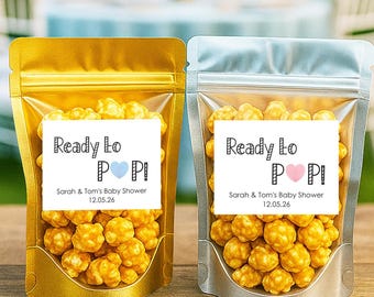 Personalized Baby Shower Popcorn Favor Bags: Ready to Pop Treat Pouches
