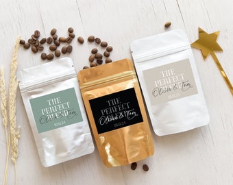 The Perfect Blend Coffee Favor Sticker and Bag, Personalized Wedding Favor Bag, Bridal Shower, Coffee Favor Bags, Resealable Stand-up Pouch