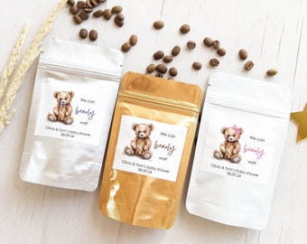 20 pcs Personalized Baby Shower Favor Bags: Teddy Bear Treat Pouches