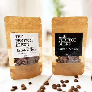 The Perfect Blend Coffee Wedding Favor Bags, Bridal Shower Favors, Coffee Favor, Resealable Coffee Pouch, Personalized Wedding Favor