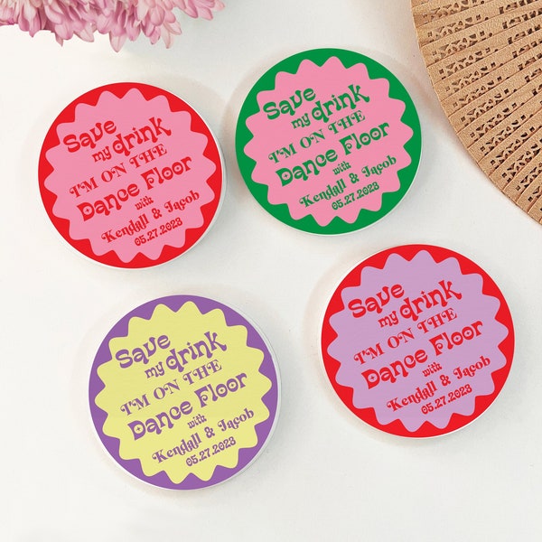 Retro Drink Cover, Wedding coasters, Wedding table decor, Drink Coasters, Custom Coasters, Paper Coasters For Guests, Party Drink Cover