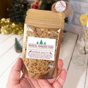 5 STÜCKE Rentierfutter, personalisierte magische Rentierfutterbeutel, Heiligabend-Box-Strumpffüller, Weihnachtsgeschenk, Weihnachtsleckereien, Gefälligkeiten