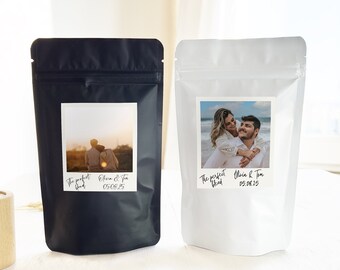 Koffiebedankzakjes met gepersonaliseerde foto, hersluitbaar snoepzakje bruiloft, vrijgezellenfeest