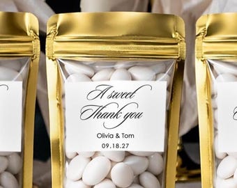 30 Pcs Personalized Elegant A Sweet Thank You Bags, Wedding, Bridal Shower, Resealable Pouch