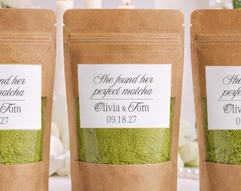 Personalized Matcha Wedding Favor Bags, Bridal Shower Tea Party Favors, Custom Welcome Gift