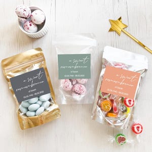 Sacs de bonbons commémoratifs, cadeaux funéraires, cadeaux du souvenir personnalisés, sacs de cadeaux pour la célébration de la vie, sac de friandises personnalisé - AUTOCOLLANTS ET SACS UNIQUEMENT