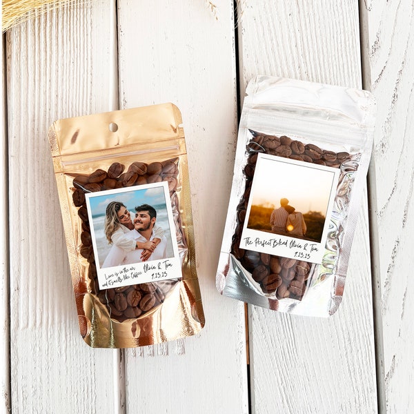 The Perfect Blend Coffee Wedding Favor Bags, Bridal Shower Favors, Coffee Favor, Resealable Coffee Pouch, Personalized Wedding Favor photo