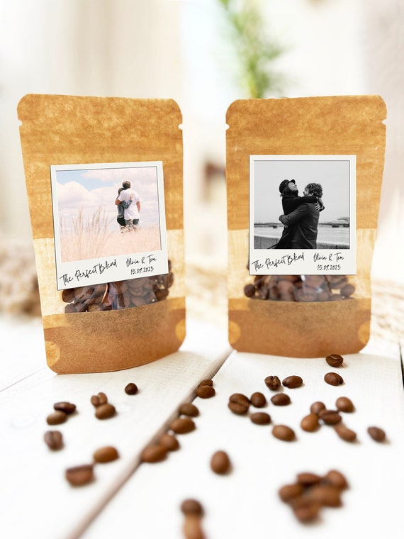 Personalized Coffee Bags, Wedding Favors, Kraft Paper, Resealable