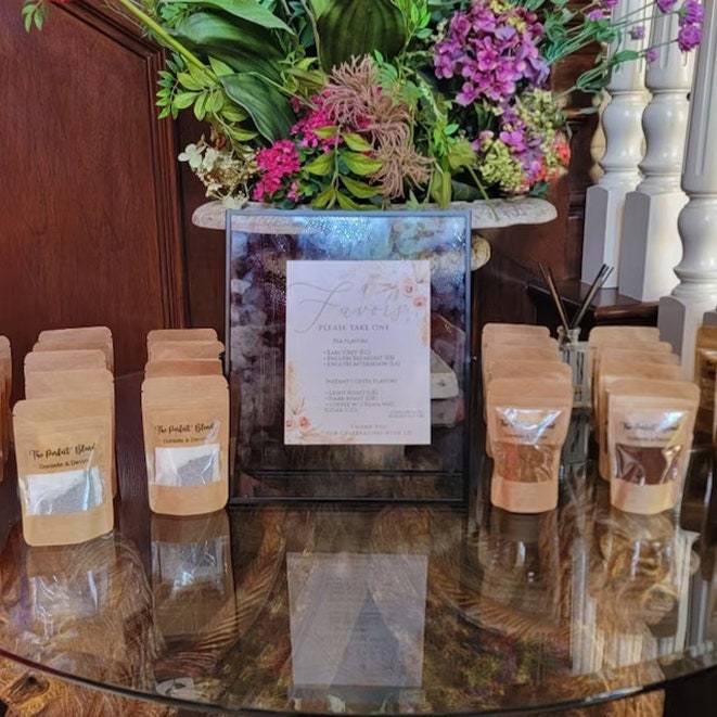 50 PCS Personalized Favors Coffee Bags, Wedding Favors diy,  The Perfect Blend, Bridal Shower Favors, Resealable Coffee Bags
