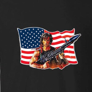 Rambo Graphic Crewneck Shirt - Patriotic American Hero Tee