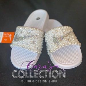 Pearl Nike Slides Etsy