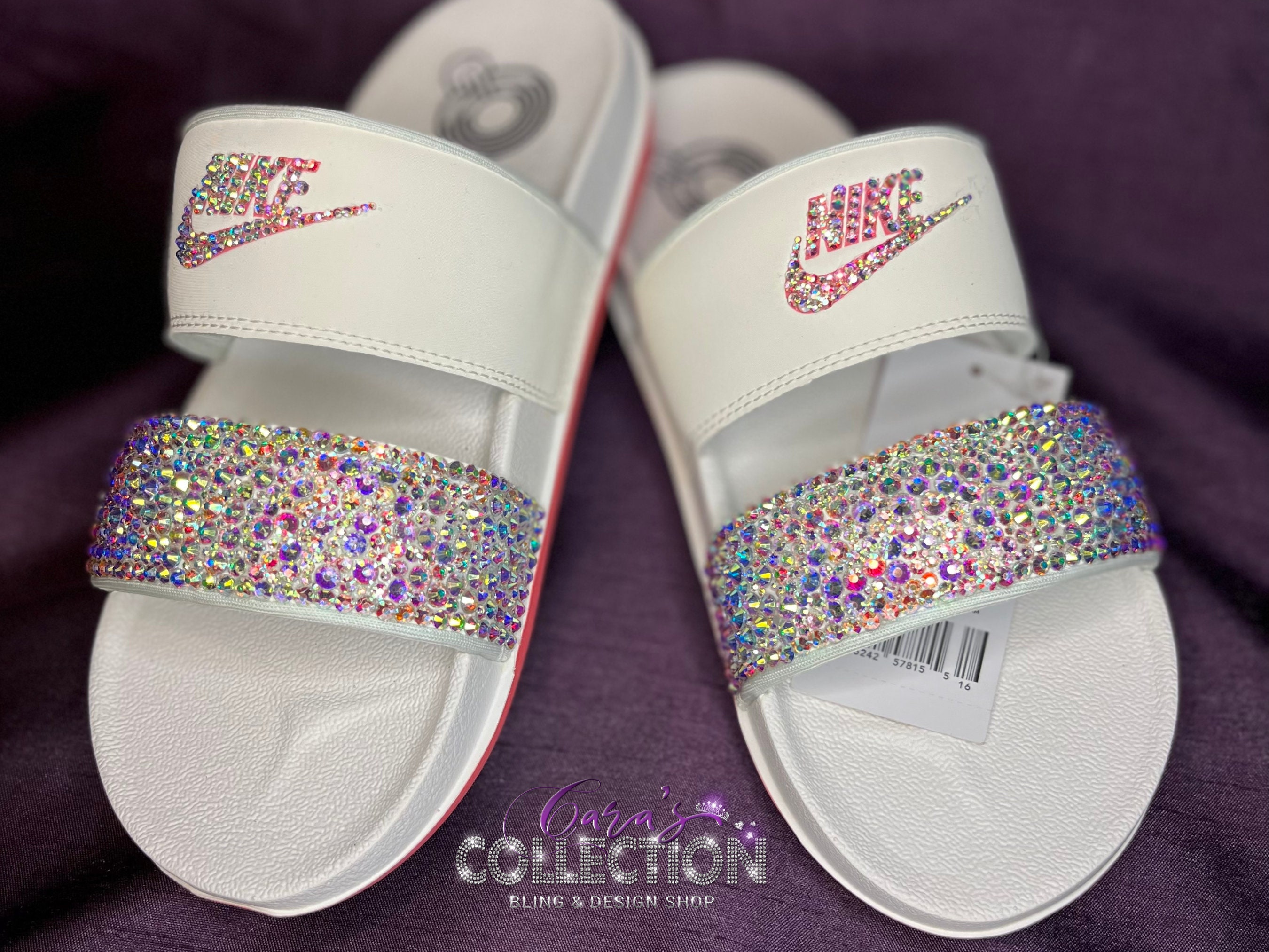 Custom Pearl Nike Slides – Le Cinq Août