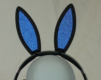 Customizable Clip on Bunny Ears for Headphones Black or White, Rabbit Ears, Twitch Streamer Gaming Accessories, Cosplay