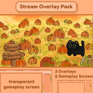 Halloween Twitch Stream Overlay Pumpkin Patch Black Cat Spooky Twitch Overlay