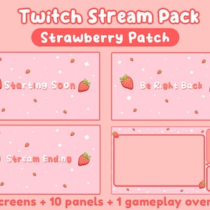Strawberry Kawaii Lofi Cozy Stream Pack | Stream Scenes | Cozy Strawberry Patch Pastel Kawaii | Twitch Overlay | Twitch Panels | Gameplay
