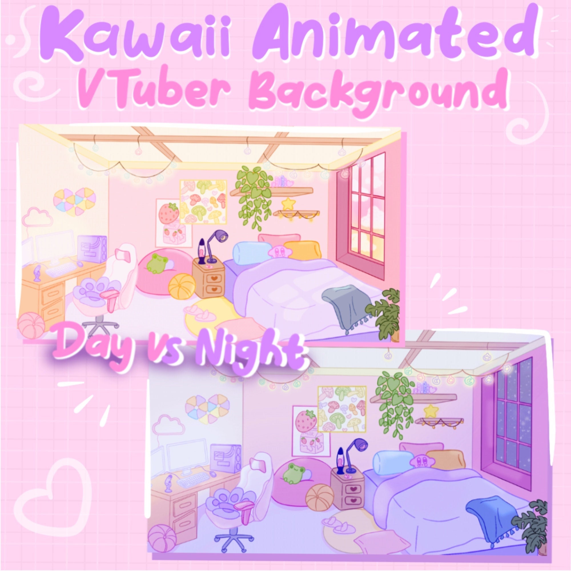 Animated Kawaii Vtuber Bedroom Background Etsy Australia