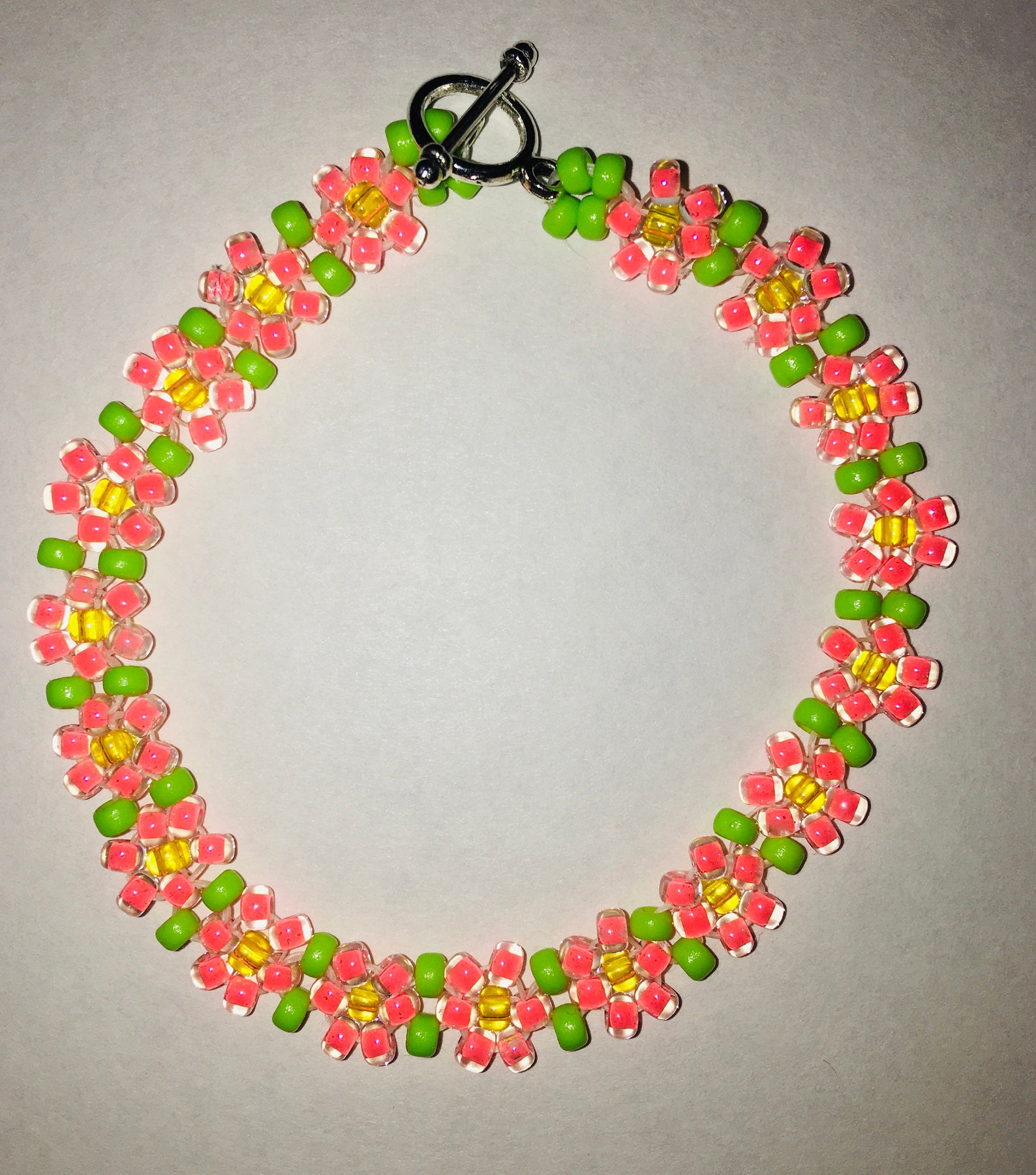 Cute seed bead flower bracelet Etsy