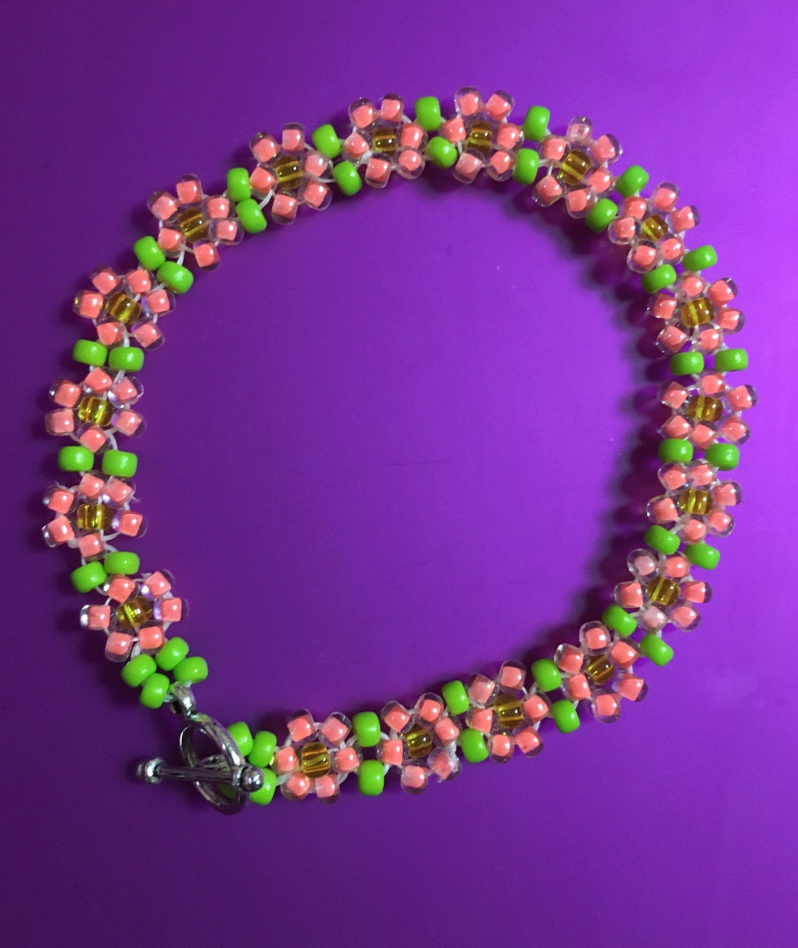 Cute seed bead flower bracelet Etsy