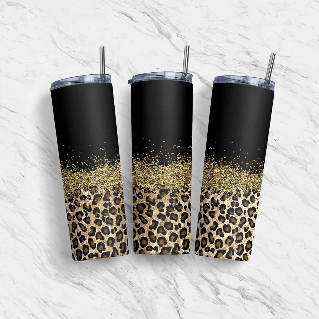 20 Oz Tumbler Skinny, Sublimation Design Template, Glitter Gold Black ...