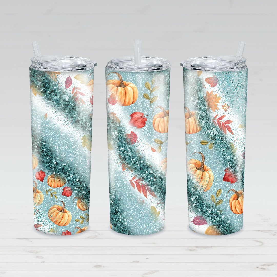20 Oz Tumbler Skinny, Autumn Fall Pumpkin Glitter, Sublimation Design ...