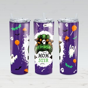 20 oz Tumbler Skinny, Halloween Momster Spooky Mom, Sublimation Design Template, Straight, Warped Design, Digital Download, PNG, Tumblers