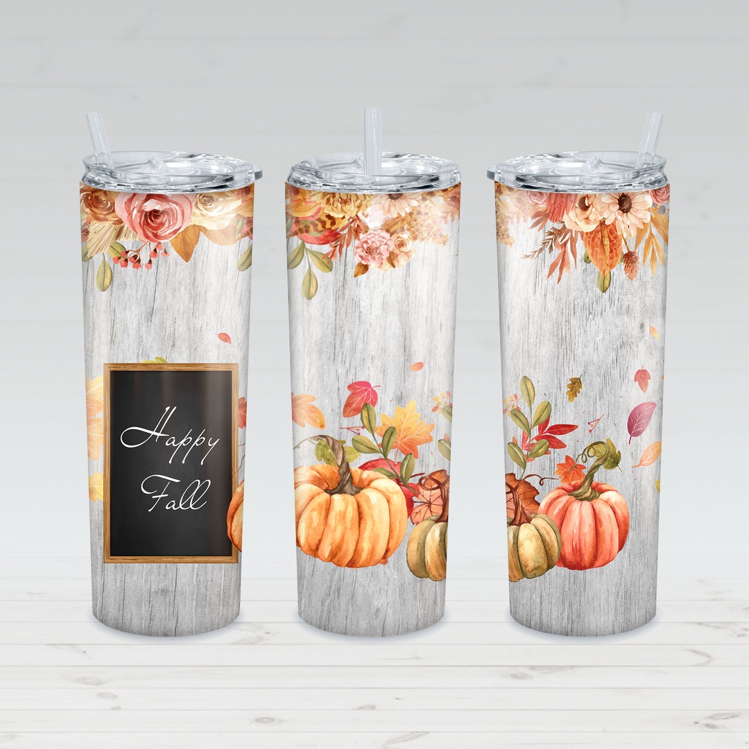 20 Oz Happy Fall Pumpkin Farmhouse Tumbler Skinny, Sublimation Design ...