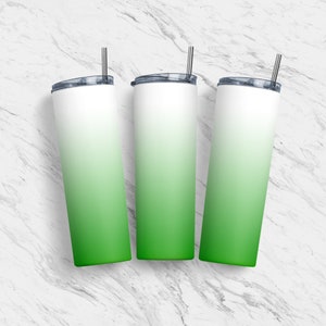 20 oz Tumbler Skinny, Green Ombre, White to Green Gradient Design, Sublimation Design Template, Straight Warped, Digital Download, PNG