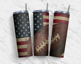 20 oz Tumbler Skinny, Sublimation Template, Football American Sports Styled, Straight, Warped Design, Digital Download, PNG, Tumblers