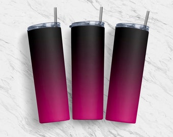 Hot Pink Ombre 20oz Tumbler Skinny Wrap, Black to Pink Gradient Design, Sublimation Design Template, Straight Tapered, Digital Download PNG